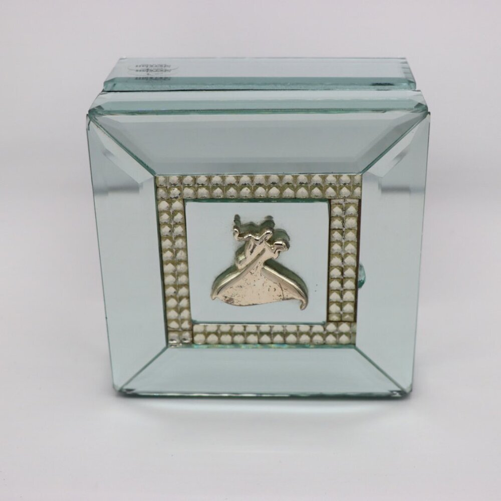 Sheridan jewelry box, delicate mirror glass decorative box with dancing figures